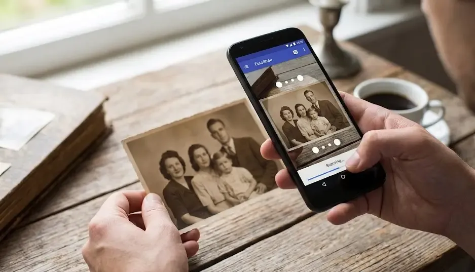 Uso de la app FotoScan para digitalizar una fotografía antigua de papel
