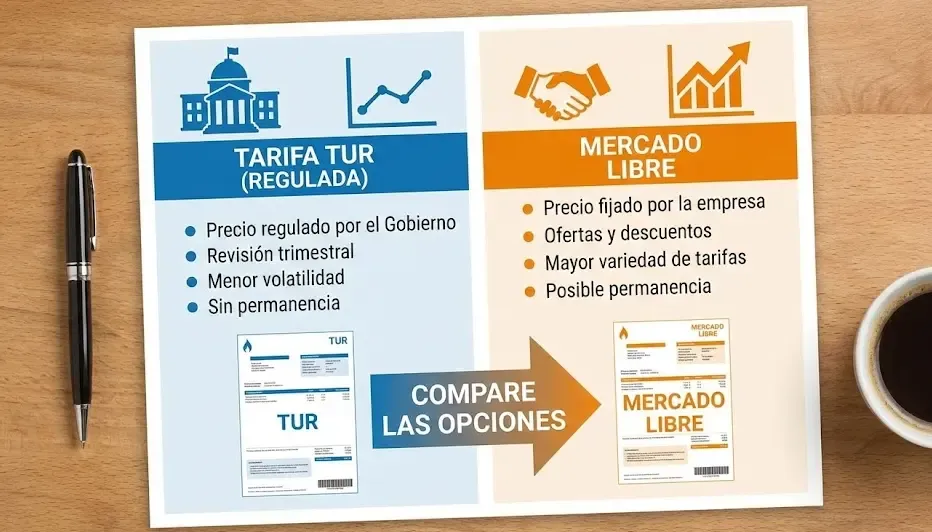 Infografía comparativa visual entre una factura TUR y una de mercado libre