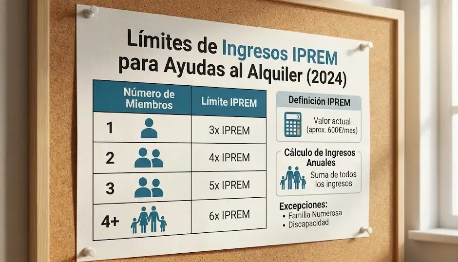 Gráfico explicativo de los límites de ingresos IPREM para solicitar ayudas al alquiler