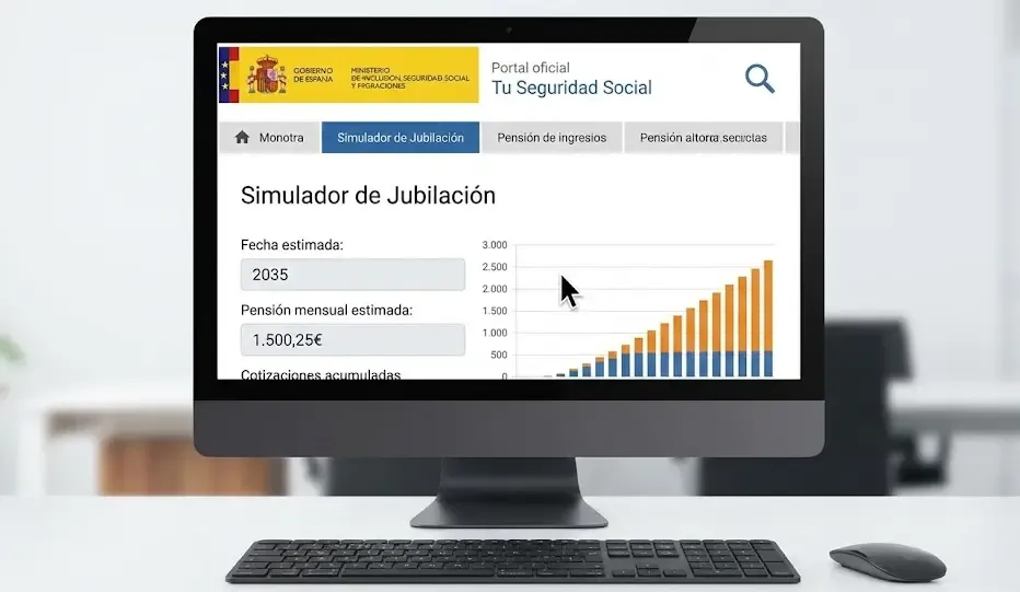 Captura del simulador de jubilación del portal Tu Seguridad Social